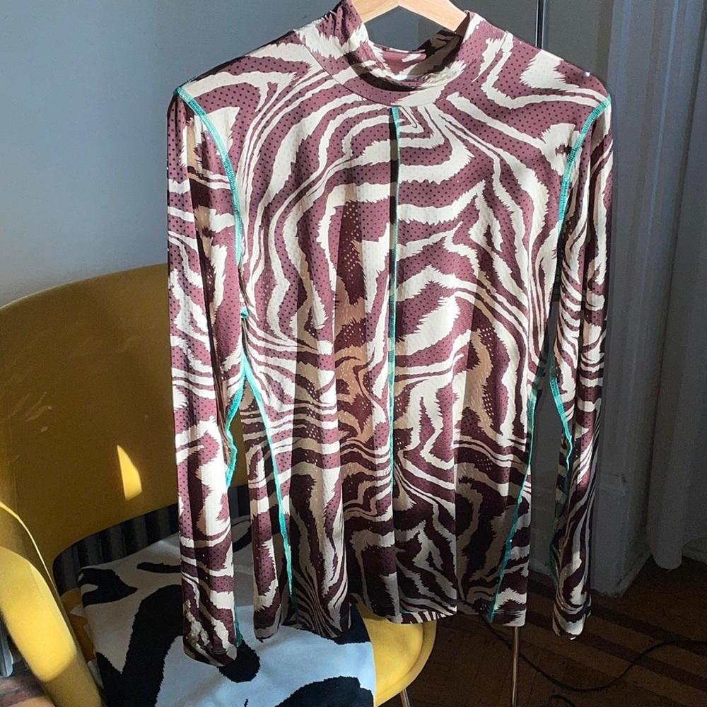 Ganni Animal Print Foil Turtleneck